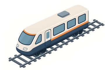 Modern train traveling on elevated tracks in a clean urban environment during daylight hours
