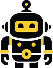 Cute black and yellow cartoon robot character