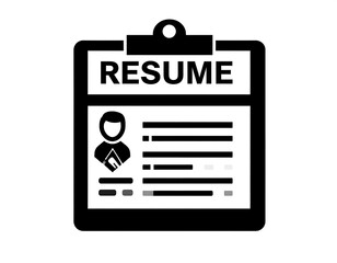 A black and white resume icon
