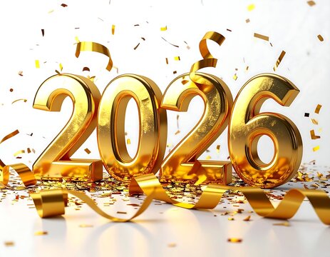 Golden 2026 Celebration with Confetti