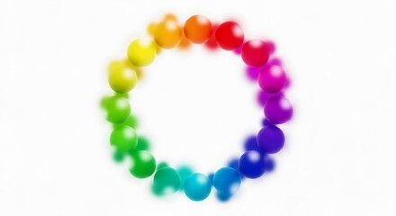 Obraz premium Colorful Spheres Forming a Circle on White Background.