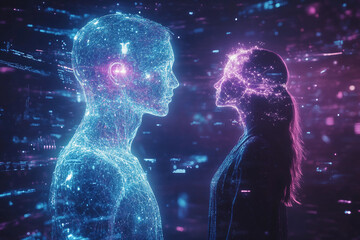 High-tech holographic human body representation futuristic medical identification data interface elements in generative AI