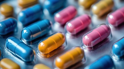 Colorful Pharmaceutical Capsules in Blister Pack