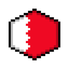Obraz premium Bahrain Pixel Art Flag Icon in Hexagon Shape.