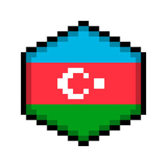 Fototapeta premium Azerbaijan Pixel Art Flag Icon in Hexagon Shape.