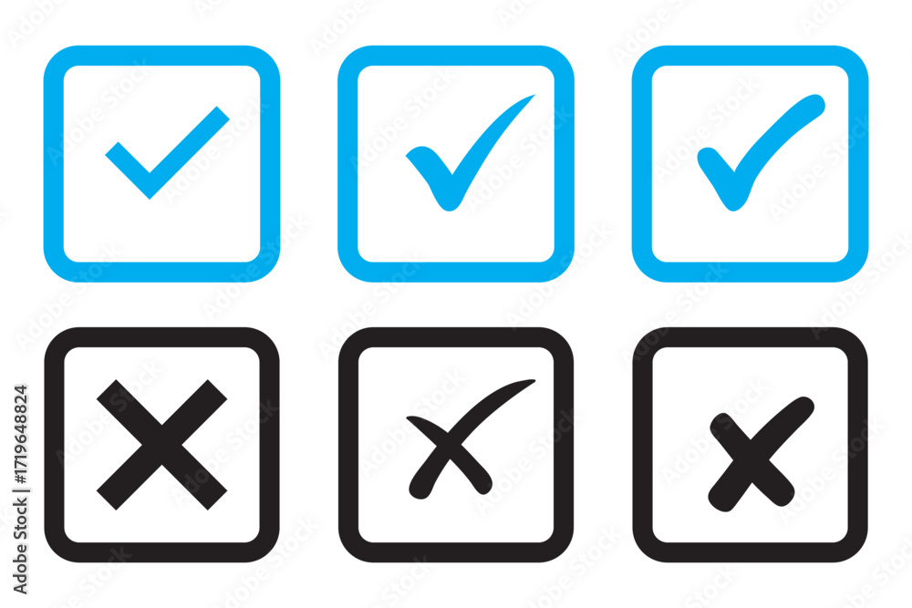 Poster check box icon with correct, accept checkmark icons tick box checked. approve symbol. check mark ico