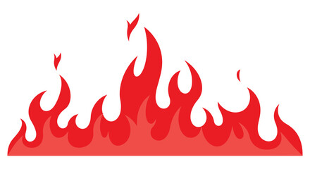 Fiery red flames border element abstract design for heat and energy concepts isolated on white background