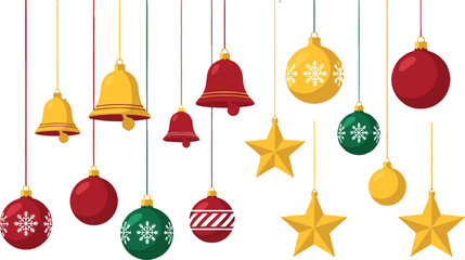 Festive Christmas Ornaments and Bells A Decorative Holiday Asset for Seasonal Designs and Celebrations