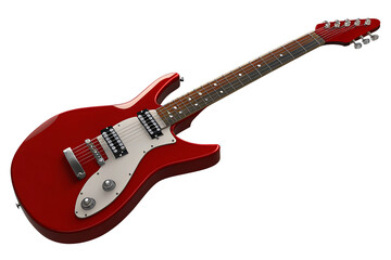 Obraz premium Red electric guitar with white pickguard isolated on a transparent background red guitar