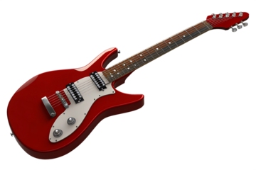Red electric guitar with white pickguard isolated on a transparent background red guitar