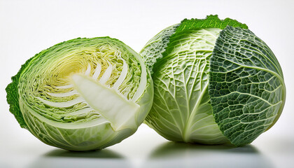 Fototapeta premium Cabbage Closeup Isolated On White Background