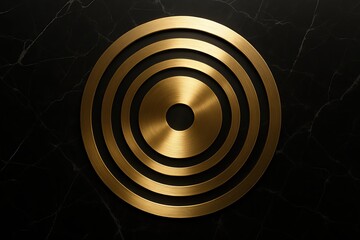 Luxury Golden Concentric Rings on Black Marble
