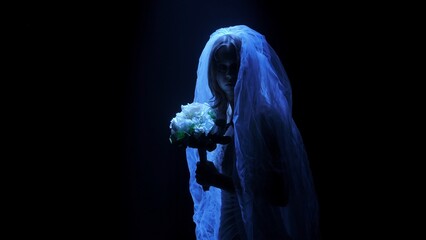 Dead bride ghost in Halloween horror concept