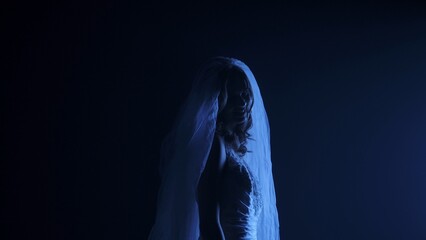 Dead bride ghost in Halloween horror concept