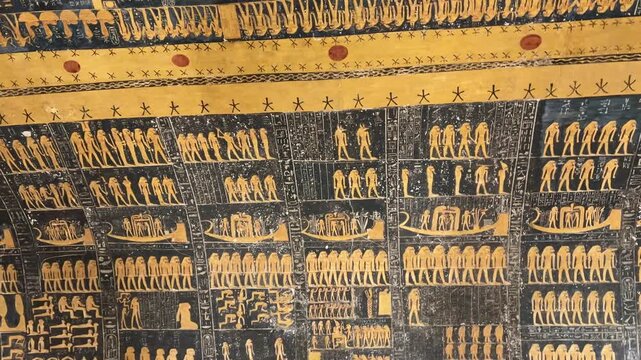 Burial chamber with decorated walls in Tomb of Ramesses VI, Valley of the Kings