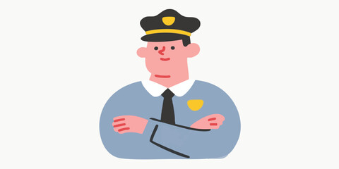 A determined law enforcement officer, radiating authority and approachability, ready to serve and protect. This image represents security, justice, and community safety.