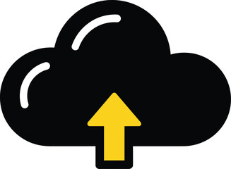Cloud upload icon with yellow arrow
