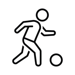 Stylized icon of a person kicking a soccer ball