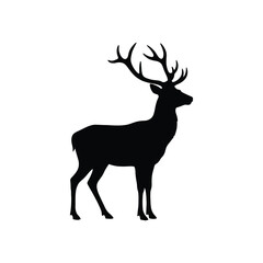 Majestic stag silhouette standing proudly against white background