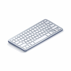 Isometric View of a Silver Wireless Keyboard