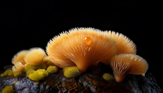 Plasmodial Slime Molds On Black Background