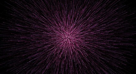 Obraz premium : An explosive radial burst of fine lines and dots, starting dense in the center and fading out, creating a gradient effect with stippling.