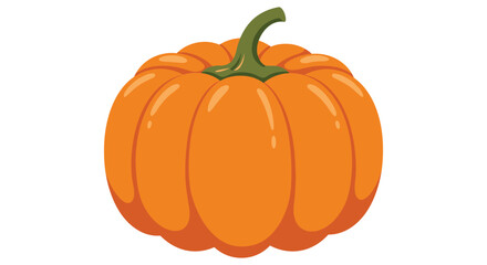 A bright orange pumpkin with a green stem ready for autumn harvest and halloween celebrations isolated on white background
