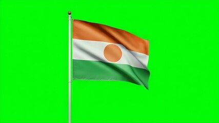 Dynamic waving Niger flag on green screen for patriotic motion graphics and national holiday celebrations, ideal for news and documentaries