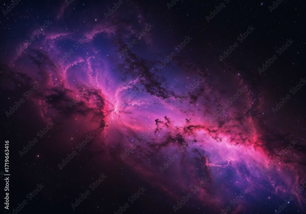 Wall mural nebula shines with vibrant colors displaying cosmic dust and interstellar gas in deep space