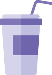 Simple Purple Drink Cup with Straw Flat Design Isolated.