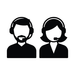 Customer support call center operators icon vector illustration