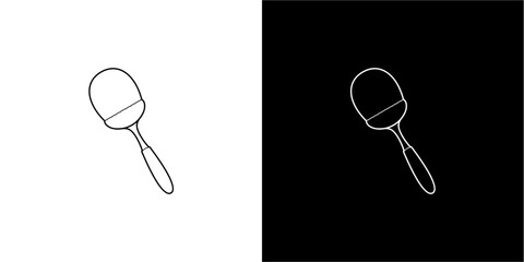 Simple line drawing of a makeup brush inside a circle.