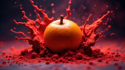 Exploding Orange in Vibrant Studio Setting