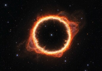 Obraz premium Stunning nebula glows intensely forming a circular pattern among distant stars in deep space
