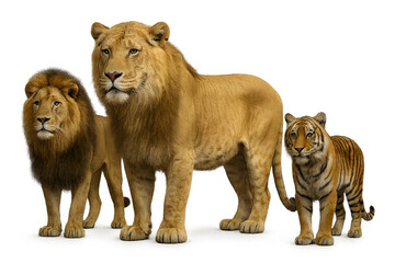 Obraz premium Liger Hybrid Size Comparison with Lion Father and Tiger Mother