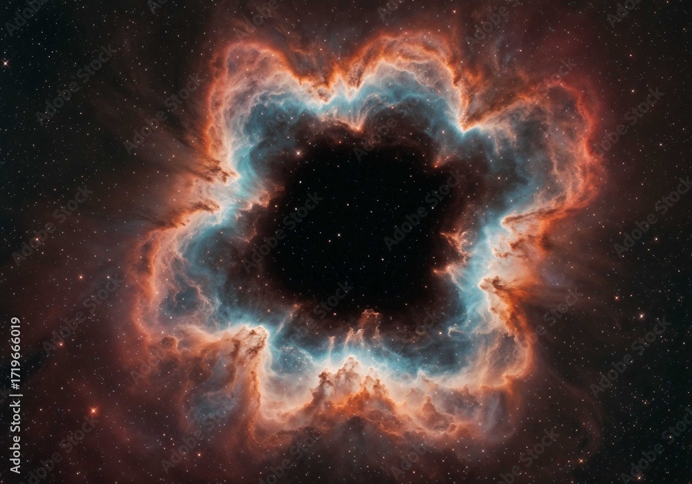 Wall mural nebula radiates light creating a cosmic display within a star speckled space