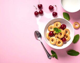 Breakfast of rings and cherries