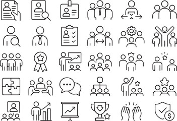 Fototapeta premium Teamwork and Human Resources Icons Collection