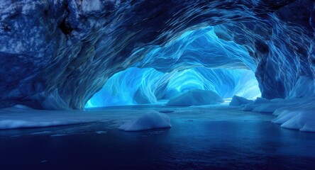 Fototapeta premium Stunning Blue Ice Cave Formation.