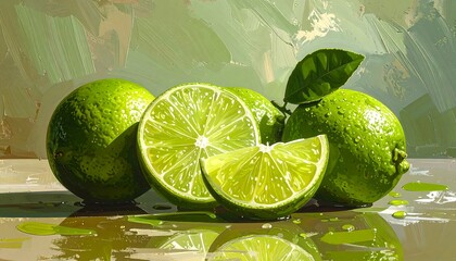 Still life of vibrant limes