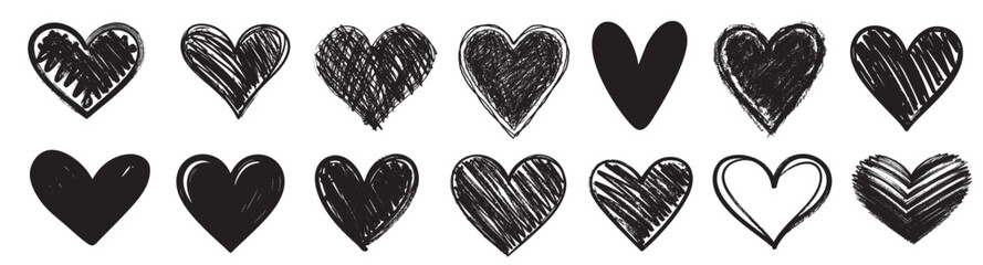 Artistic different heart shape illustration set