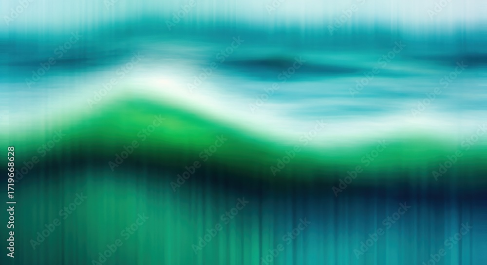 Poster an abstract representation of waves with vivid shades of blue and green in a flowing pattern evoking
