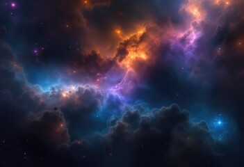Obraz premium Vibrant Cosmic Nebula with Stars and Galaxies.