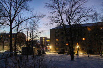 Picturesque old Riga street in warm evening glow.
