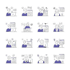 A set of illustrations depicts a diverse team of web developers working on various aspects of website creation and maintenance.