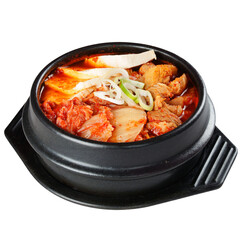 Spicy Kimchi Stew in Black Bowl