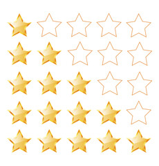 Customer experience or 5 star satisfaction rating. Line art. Vector icon for review apps and websites	