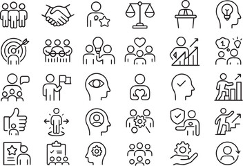 Teamwork Leadership and Business Success Icon Set
