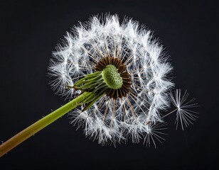 A dandelion seed head, detail, close-up