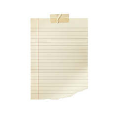Vertical Ripped Lined Paper with Tape and Realistic Shadow